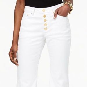 Michael kors white skinny jeans, gold buttons